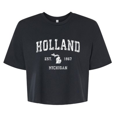 Holland Michigan Mi Vintage Athletic Sports Bella+Canvas Jersey Crop Tee