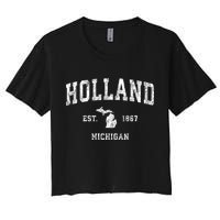 Holland Michigan Mi Vintage Athletic Sports Women's Crop Top Tee