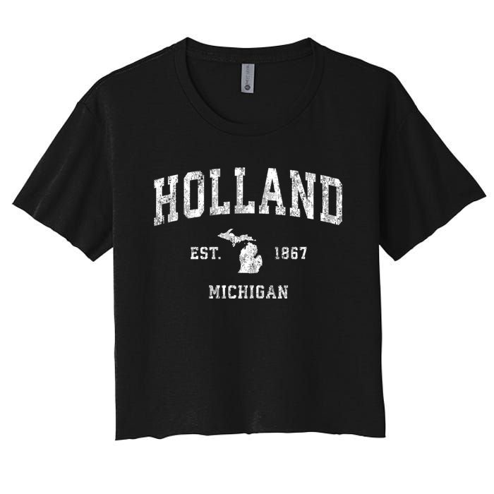 Holland Michigan Mi Vintage Athletic Sports Women's Crop Top Tee