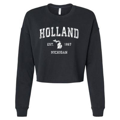 Holland Michigan Mi Vintage Athletic Sports Cropped Pullover Crew