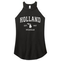 Holland Michigan Mi Vintage Athletic Sports Women's Perfect Tri Rocker Tank