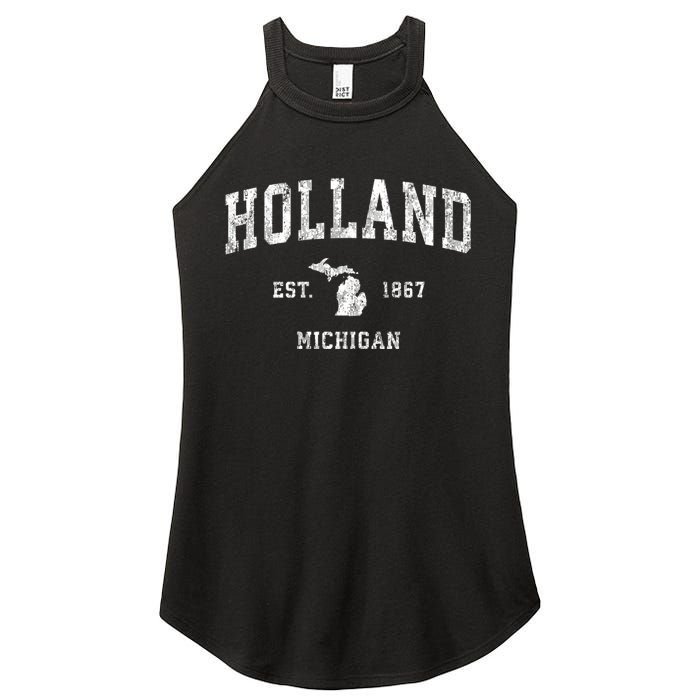 Holland Michigan Mi Vintage Athletic Sports Women's Perfect Tri Rocker Tank