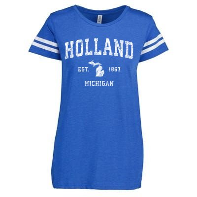 Holland Michigan Mi Vintage Athletic Sports Enza Ladies Jersey Football T-Shirt