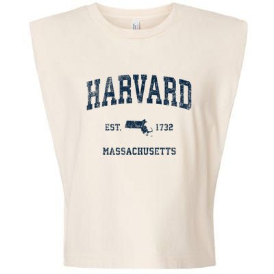 Harvard Massachusetts MA Vintage Sports Design Navy Print Garment-Dyed Women's Muscle Tee