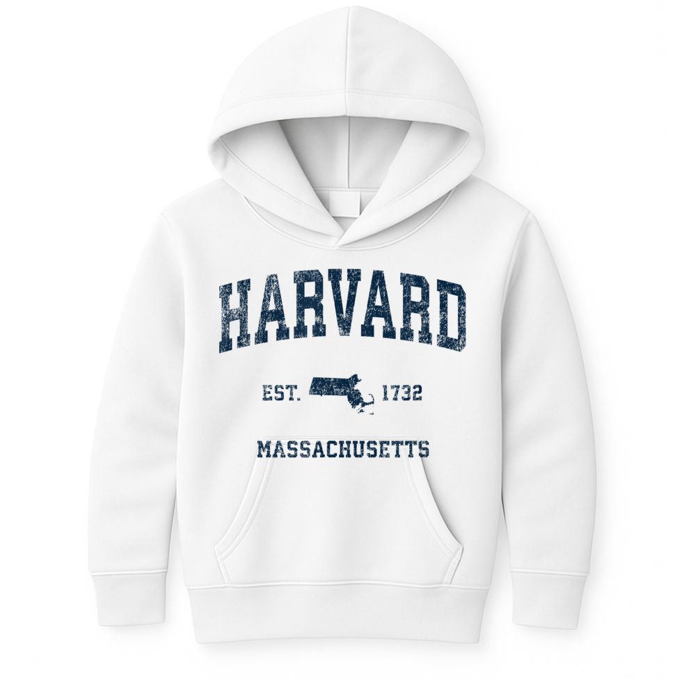 Harvard Massachusetts MA Vintage Sports Design Navy Print Kids Hoodie