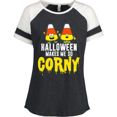 Halloween Makes Me So Corny Happy Halloween Candy Corn Enza Ladies Jersey Colorblock Tee