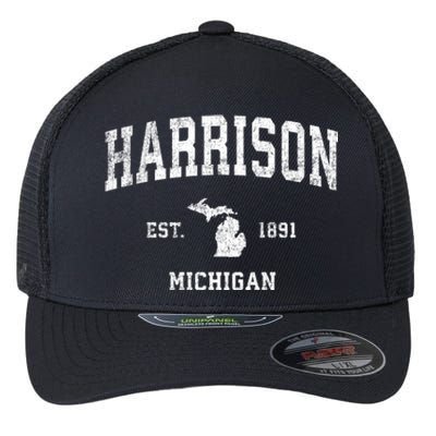 Harrison Michigan Mi Vintage Sports Flexfit Unipanel Trucker Cap