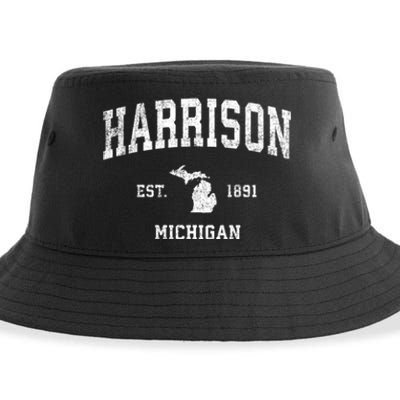 Harrison Michigan Mi Vintage Sports Sustainable Bucket Hat