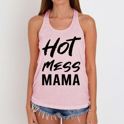 Hot Mess Mama Parenting Dedicated Mom Funny Gift Women's Knotted Racerback Tank