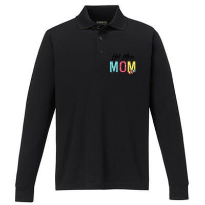 Hot Mess Mom Gift Flower Style Mother's Day Gift Performance Long Sleeve Polo