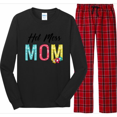 Hot Mess Mom Gift Flower Style Mother's Day Gift Long Sleeve Pajama Set