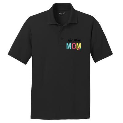 Hot Mess Mom Gift Flower Style Mother's Day Gift PosiCharge RacerMesh Polo