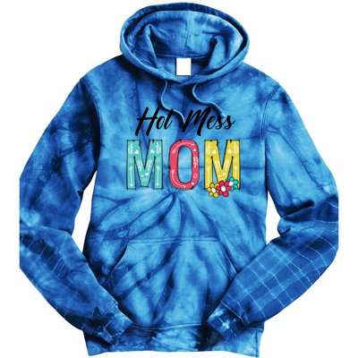 Hot Mess Mom Gift Flower Style Mother's Day Gift Tie Dye Hoodie