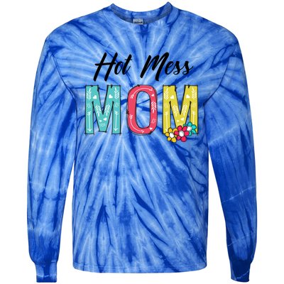 Hot Mess Mom Gift Flower Style Mother's Day Gift Tie-Dye Long Sleeve Shirt