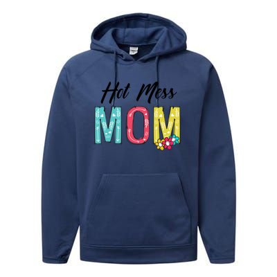 Hot Mess Mom Gift Flower Style Mother's Day Gift Performance Fleece Hoodie