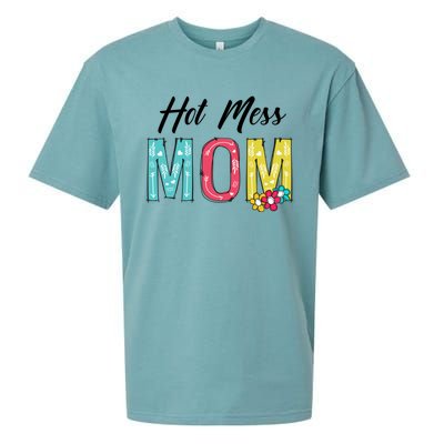 Hot Mess Mom Gift Flower Style Mother's Day Gift Sueded Cloud Jersey T-Shirt