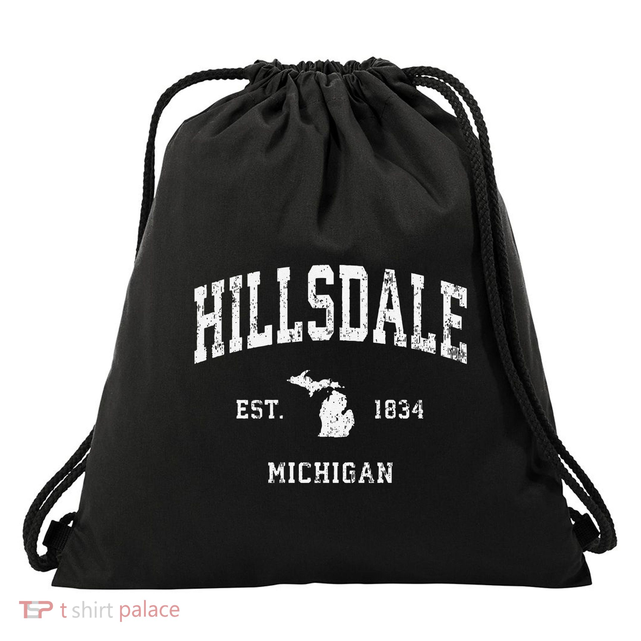 Hillsdale Michigan Mi Vintage Athletic Sports Drawstring Bag