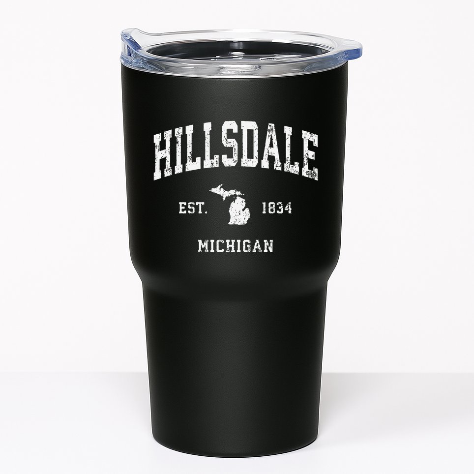 Hillsdale Michigan Mi Vintage Athletic Sports Tumbler