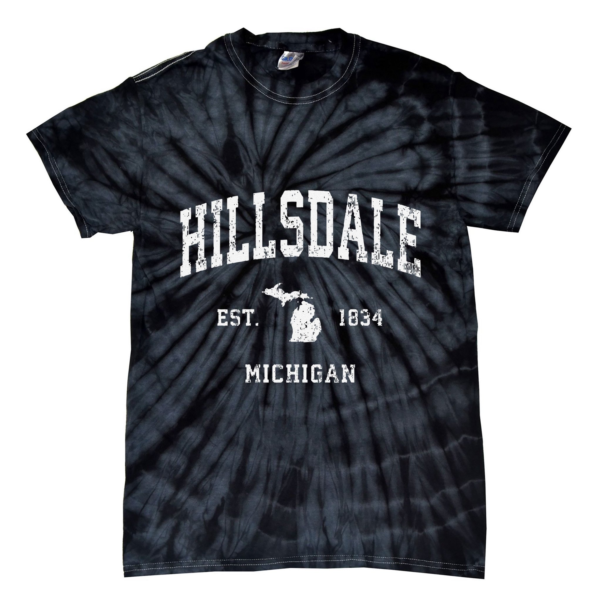 Hillsdale Michigan Mi Vintage Athletic Sports Tie-Dye T-Shirt