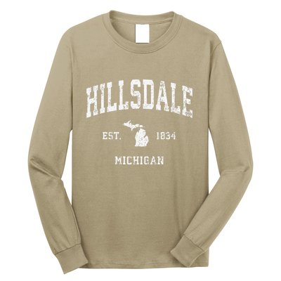 Hillsdale Michigan Mi Vintage Athletic Sports Long Sleeve Shirt