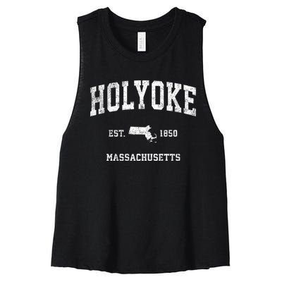 Holyoke Massachusetts Ma Vintage Athletic Sports Women's Racerback Cropped Tank