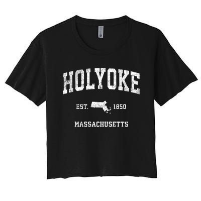 Holyoke Massachusetts Ma Vintage Athletic Sports Women's Crop Top Tee