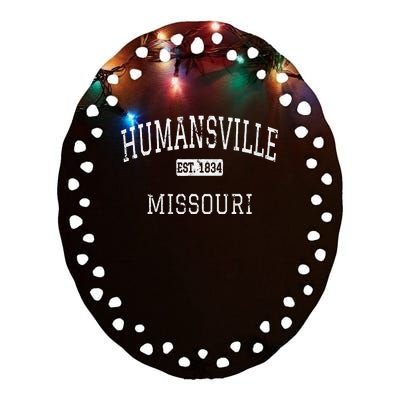 Humansville Missouri MO Vintage Ceramic Oval Ornament