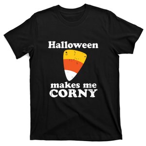 Halloween Makes Me Corny Funny Candy Corn Retro T-Shirt