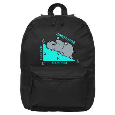 Hippotenuse Math Mathematics Teacher Joke fun Saying 16 in Basic Backpack