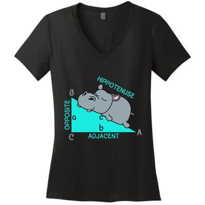 Hippotenuse Math Mathematics Teacher Joke fun Saying Women's V-Neck T-Shirt