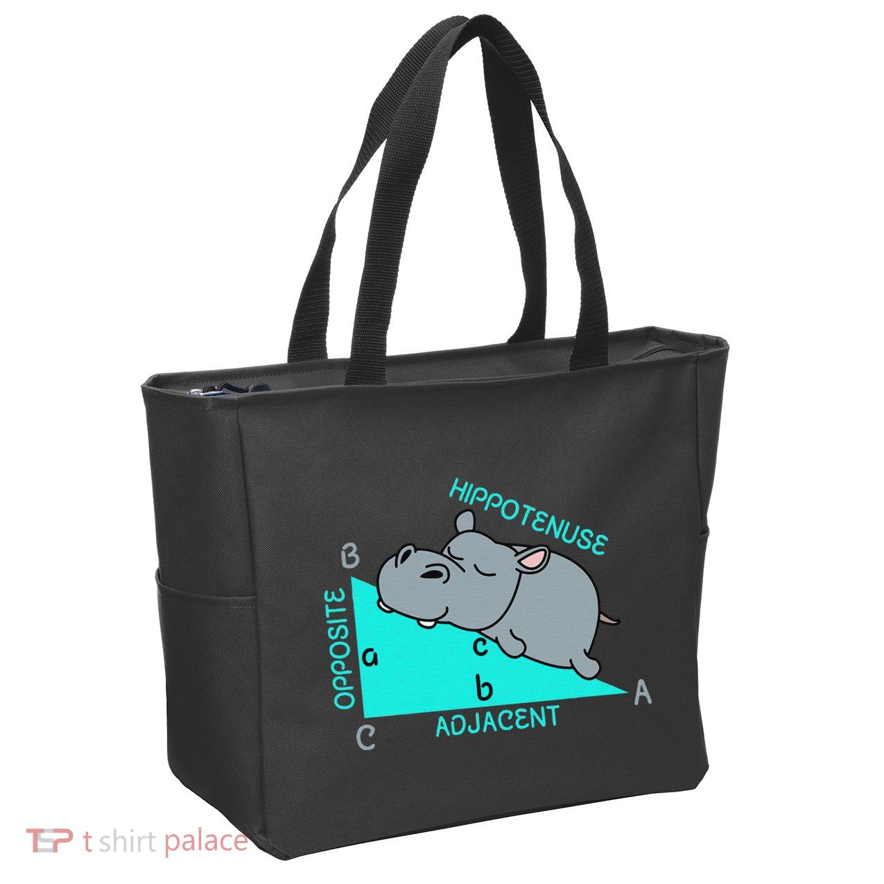 Hippotenuse Math Mathematics Teacher Joke fun Saying Zip Tote Bag
