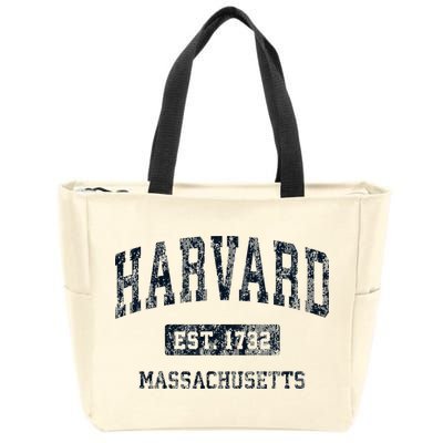 H.A.R.V.A.R.D Massachusetts Ma Vintage Athletic Sports Design Zip Tote Bag