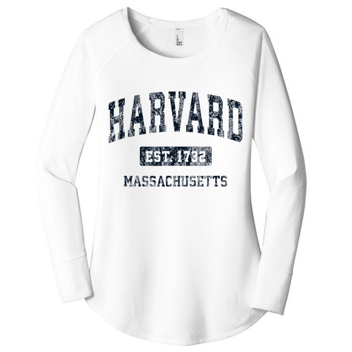 H.A.R.V.A.R.D Massachusetts Ma Vintage Athletic Sports Design Women's Perfect Tri Tunic Long Sleeve Shirt