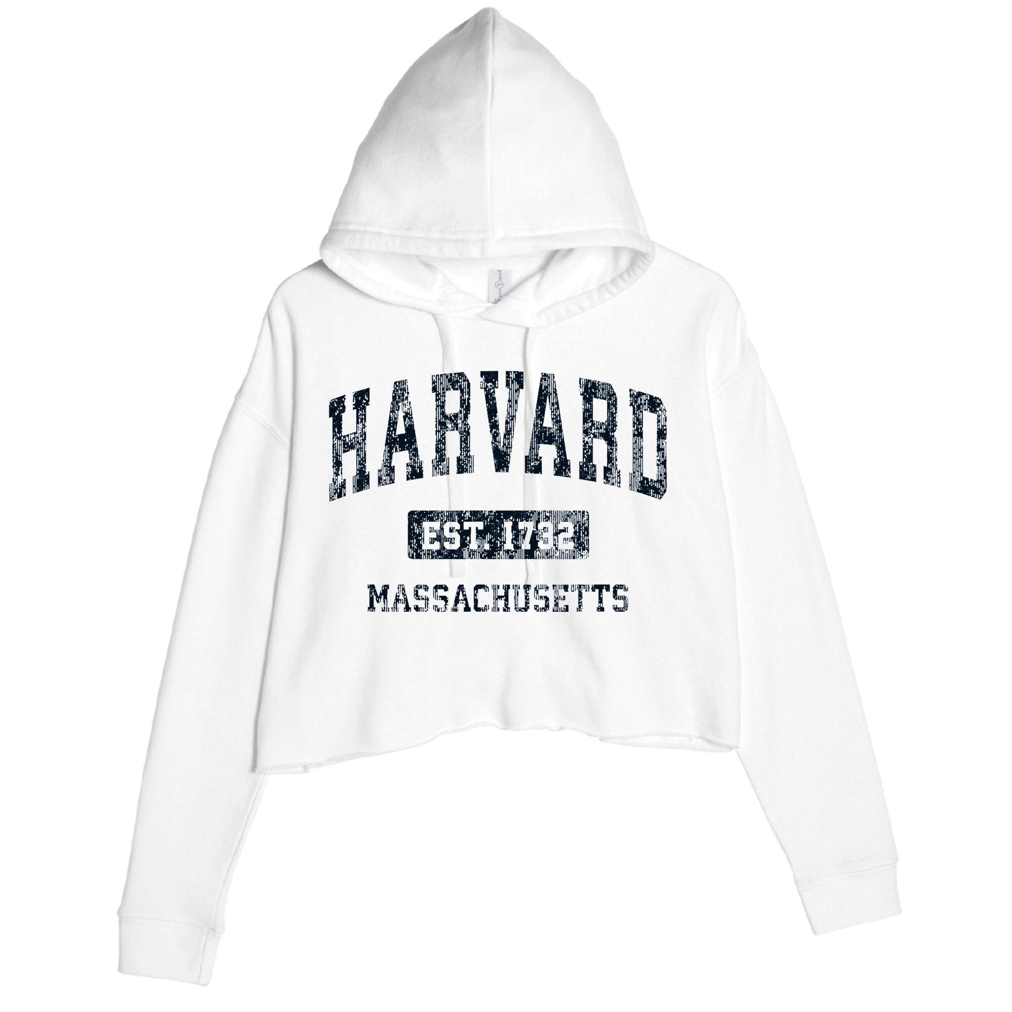 H.A.R.V.A.R.D Massachusetts Ma Vintage Athletic Sports Design Crop Fleece Hoodie