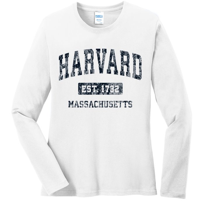 H.A.R.V.A.R.D Massachusetts Ma Vintage Athletic Sports Design Ladies Long Sleeve Shirt