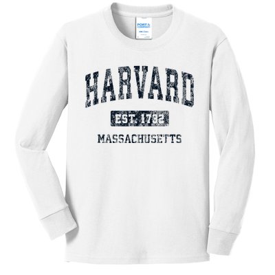 H.A.R.V.A.R.D Massachusetts Ma Vintage Athletic Sports Design Kids Long Sleeve Shirt