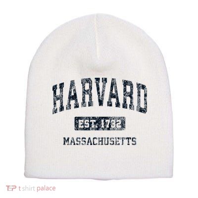 H.A.R.V.A.R.D Massachusetts Ma Vintage Athletic Sports Design Short Acrylic Beanie