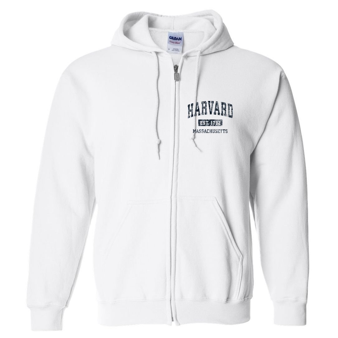 H.A.R.V.A.R.D Massachusetts Ma Vintage Athletic Sports Design Full Zip Hoodie