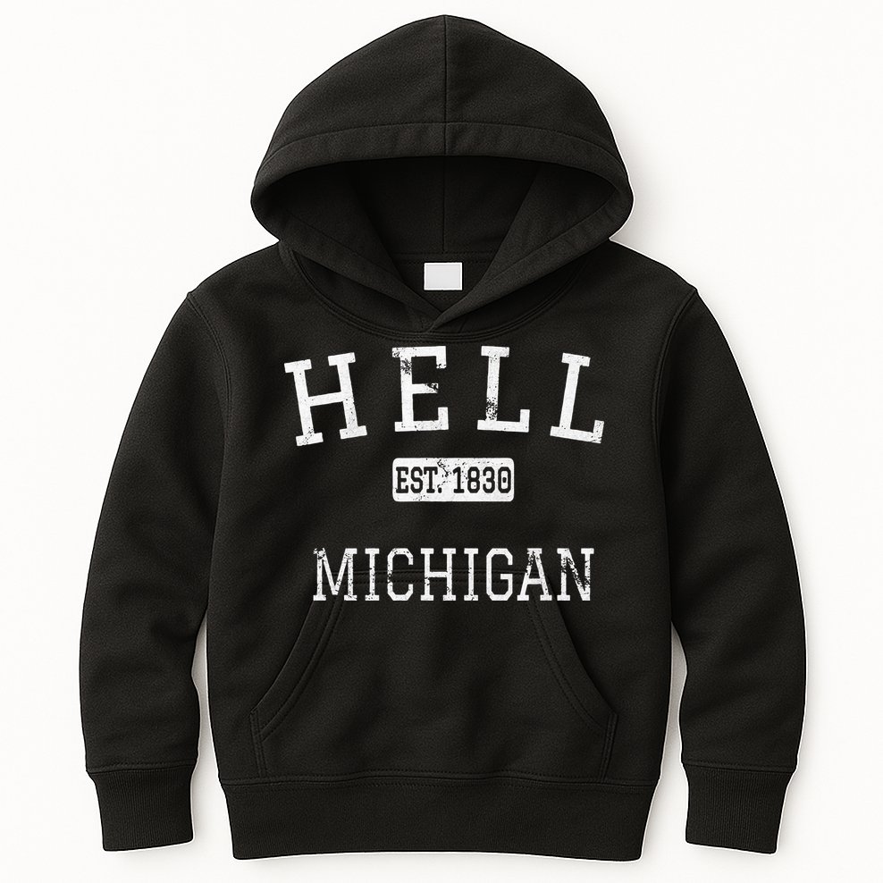 Hell Michigan MI Vintage Kids Hoodie