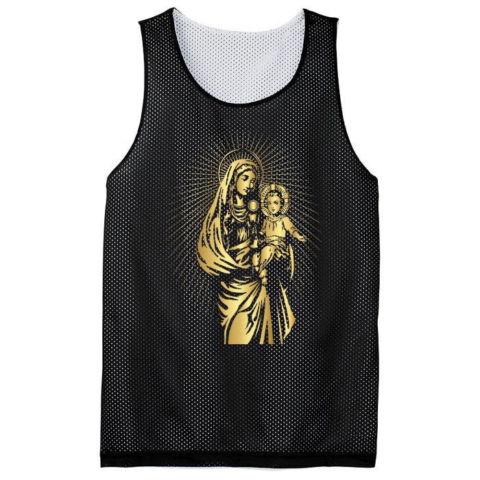 Holy Mother Mary Mother of Jesus Vintage Catholic Mesh Reversible Basketball Jersey Tank