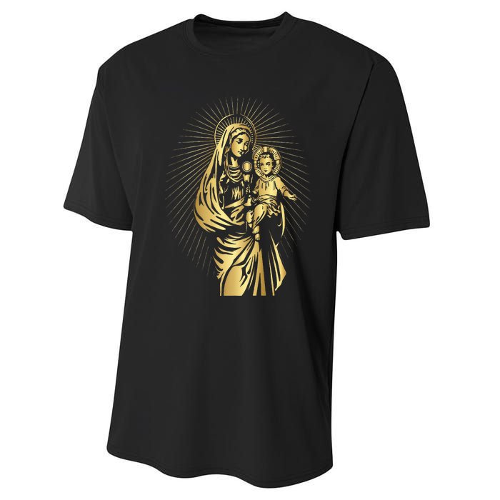 Holy Mother Mary Mother of Jesus Vintage Catholic Performance Sprint T-Shirt