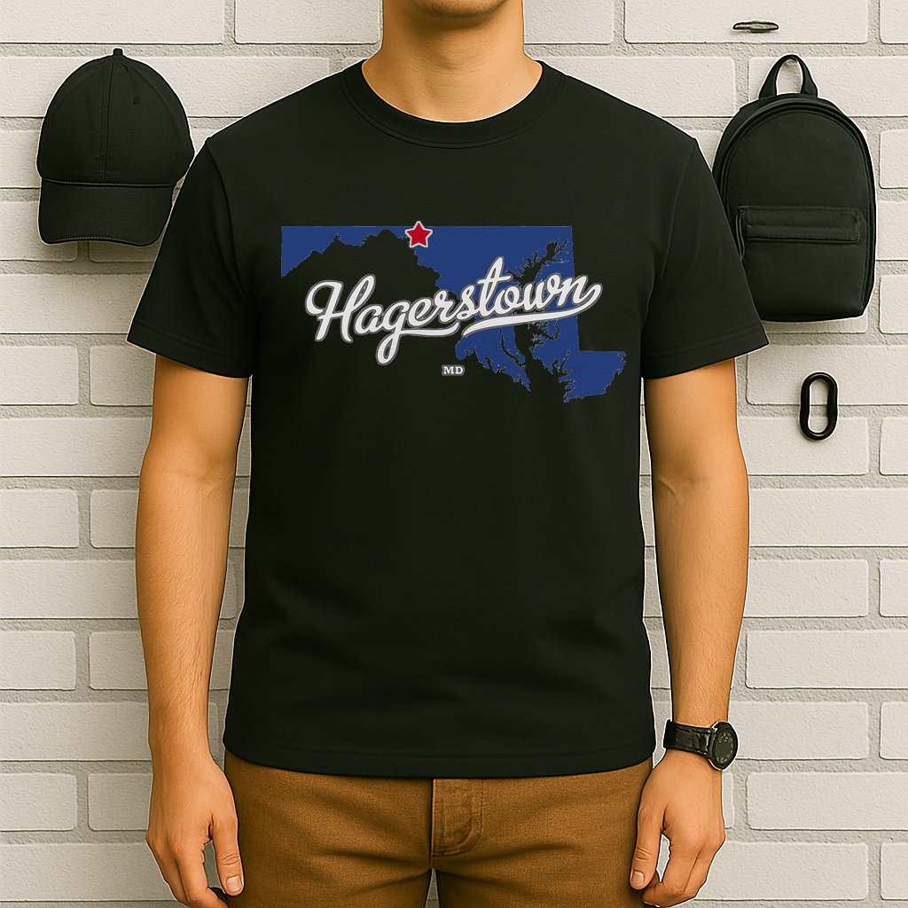 Hagerstown Maryland MD Map T-Shirt