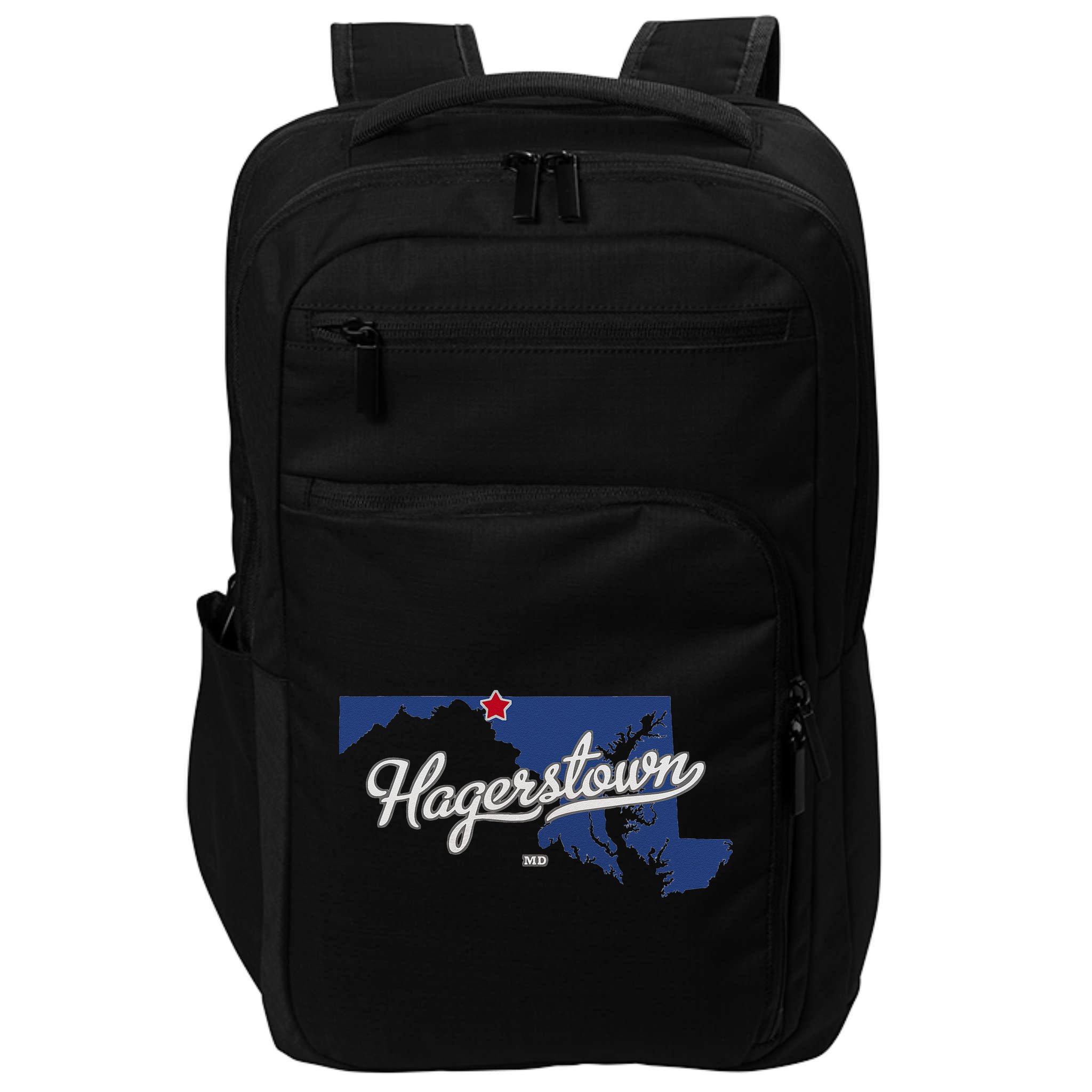 Hagerstown Maryland MD Map Impact Tech Backpack