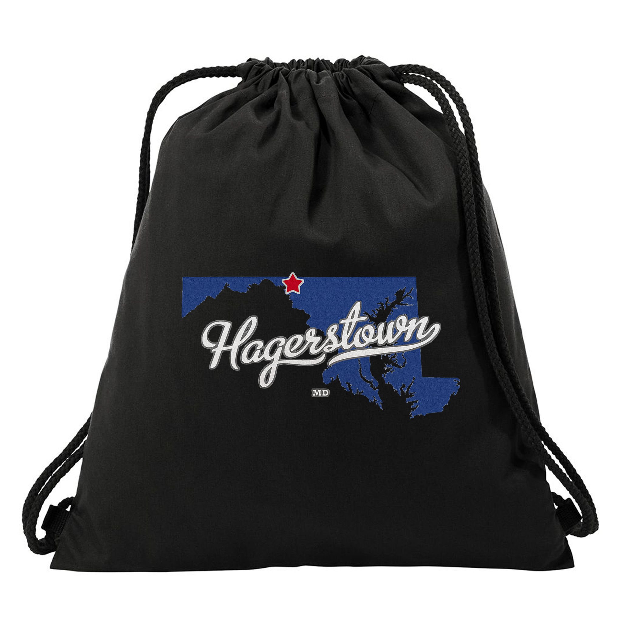 Hagerstown Maryland MD Map Drawstring Bag