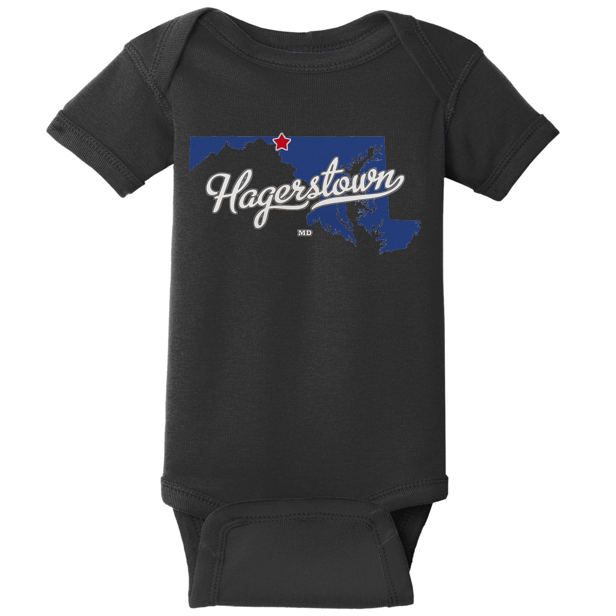Hagerstown Maryland MD Map Baby Bodysuit