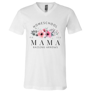 Homeschool Mama Mom Raising Arrows Flowers Mothers Day Gifts V-Neck T-Shirt