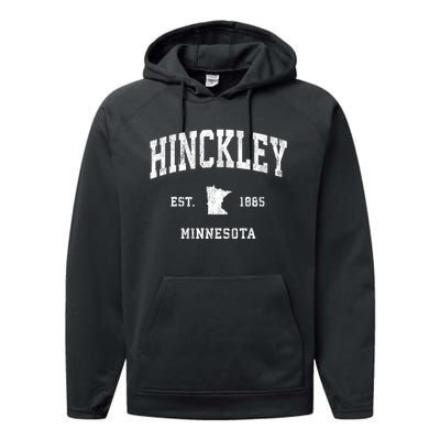 Hinckley Minnesota Mn Vintage Athletic Sports Performance Fleece Hoodie