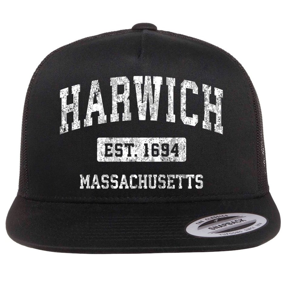 Harwich Massachusetts Ma Vintage Sports Established Flat Bill Trucker Hat