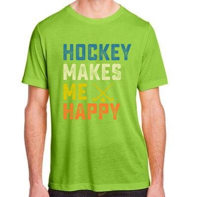 Hockey Makes Me Happy Vintage Hockey Love Gift Adult ChromaSoft Performance T-Shirt