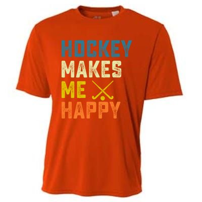 Hockey Makes Me Happy Vintage Hockey Love Gift Cooling Performance Crew T-Shirt